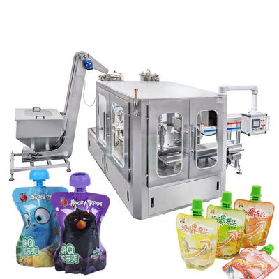 Otomatis 4 Nozzle Spout Kantong Capping Mesin Minuman Ringan Spout Kantong Doypack Minyak Sabun Pengisian Packing Mesin